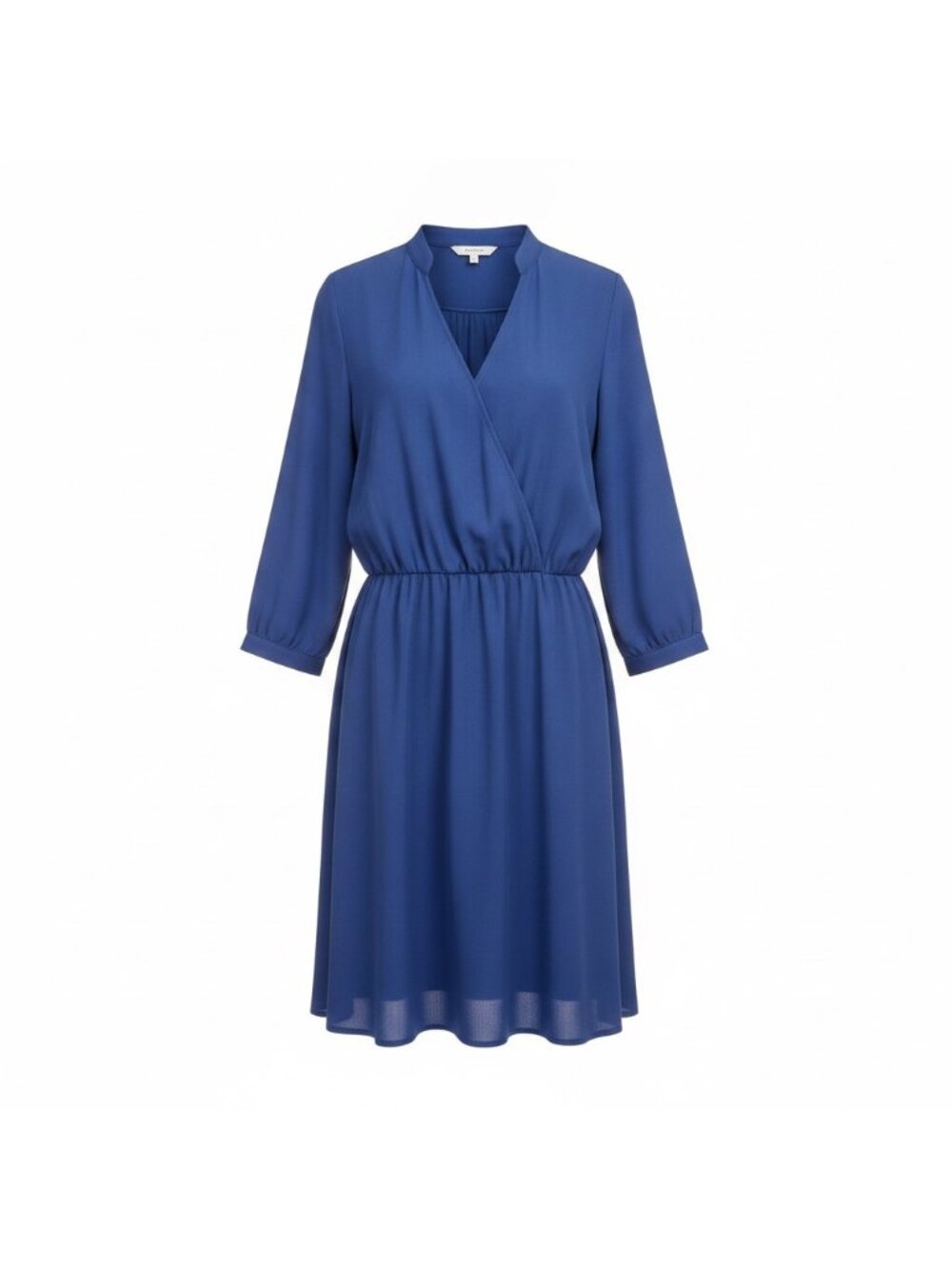 Lush Womens Blue Polyester Wrap Dress Knee-Length Elastic Waist Keyhole Size M